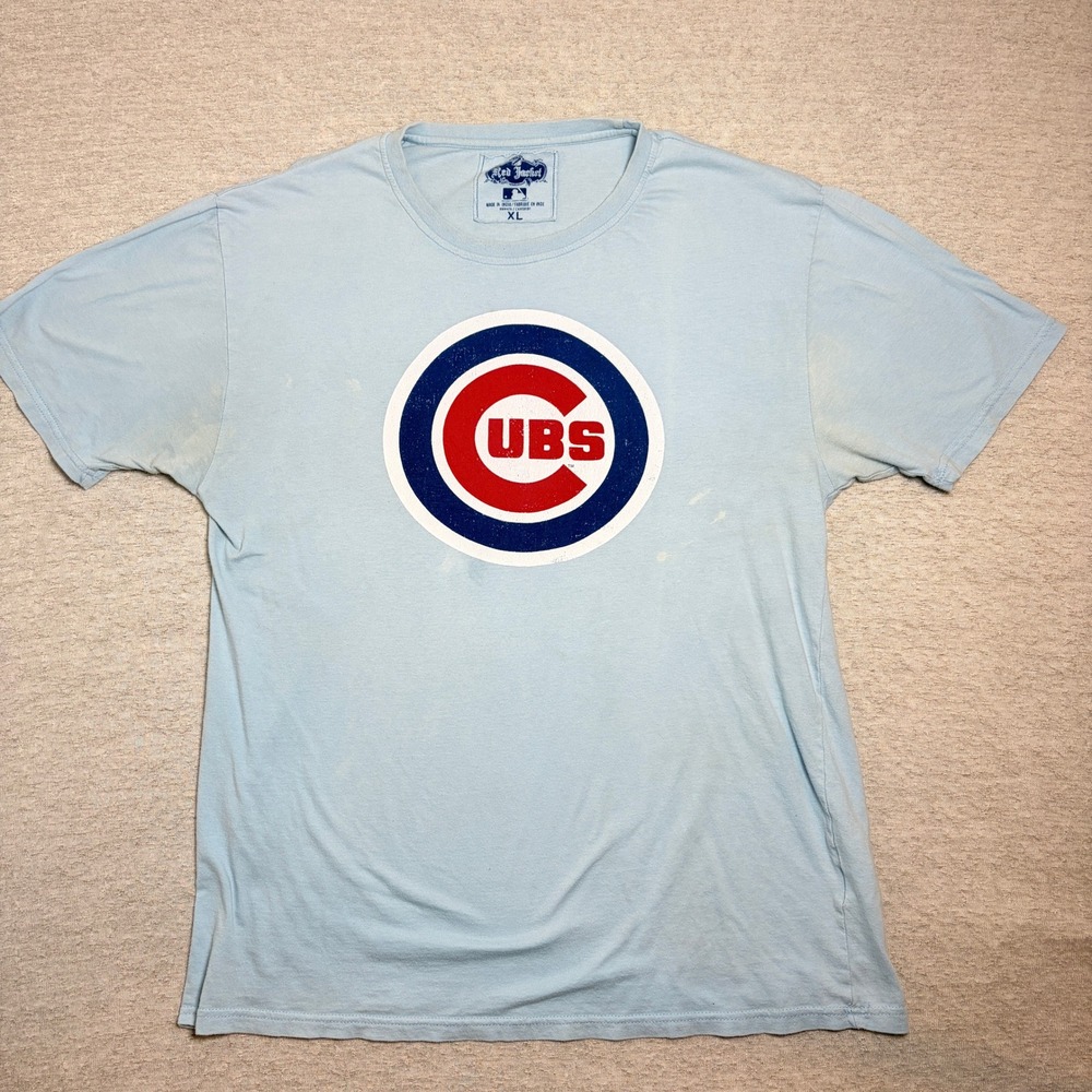 Red Jacket Mens Chicago Cubs XL Light Blue MLB Baseball Graphic Tshirt